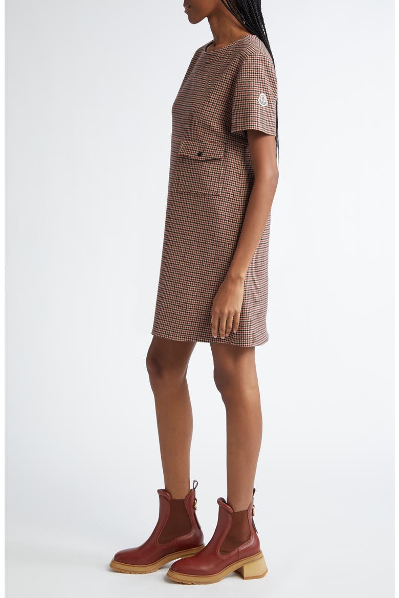 Houndstooth Check Virgin Wool Blend Dress, Alternate, color, BEIGE