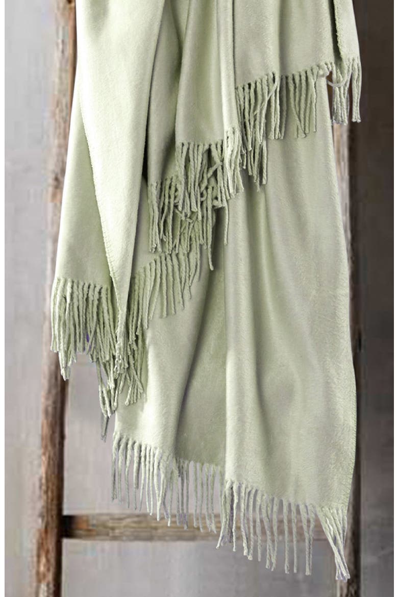 Plaza Silk Fringe Throw Blanket, Alternate, color, SAGE