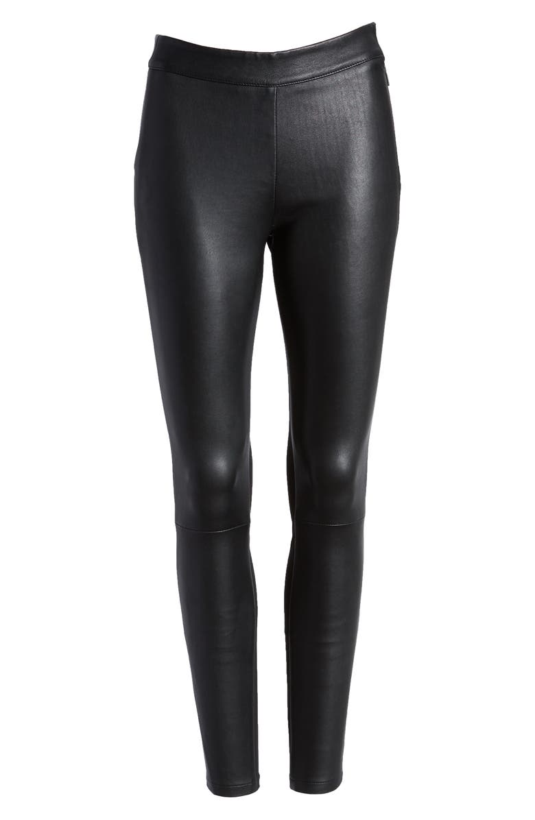 Reiss Valerie Mix Media Leather Leggings, Alternate, color,