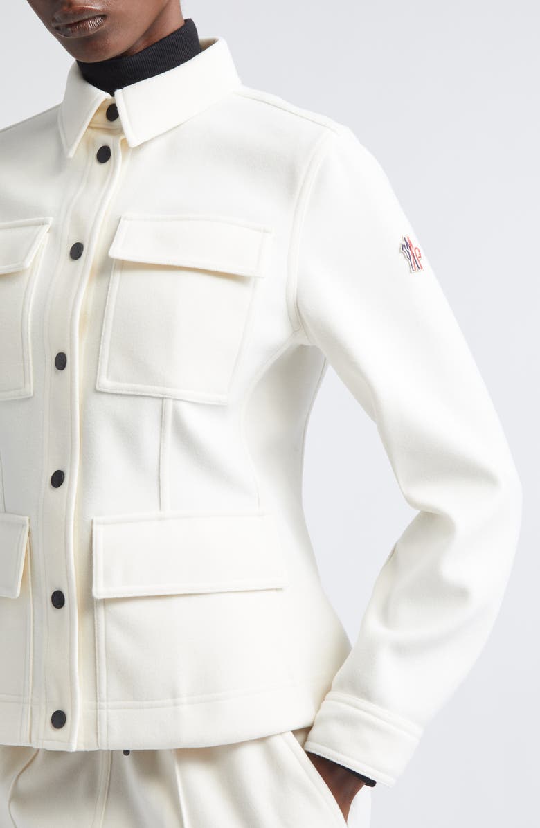 Moncler Grenoble Jersey Interlock Shirt Jacket, Alternate, color, White