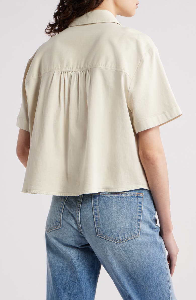 Treasure & Bond Boxy Short Sleeve Crop Button-Up Shirt, Alternate, color, Ivory Dove