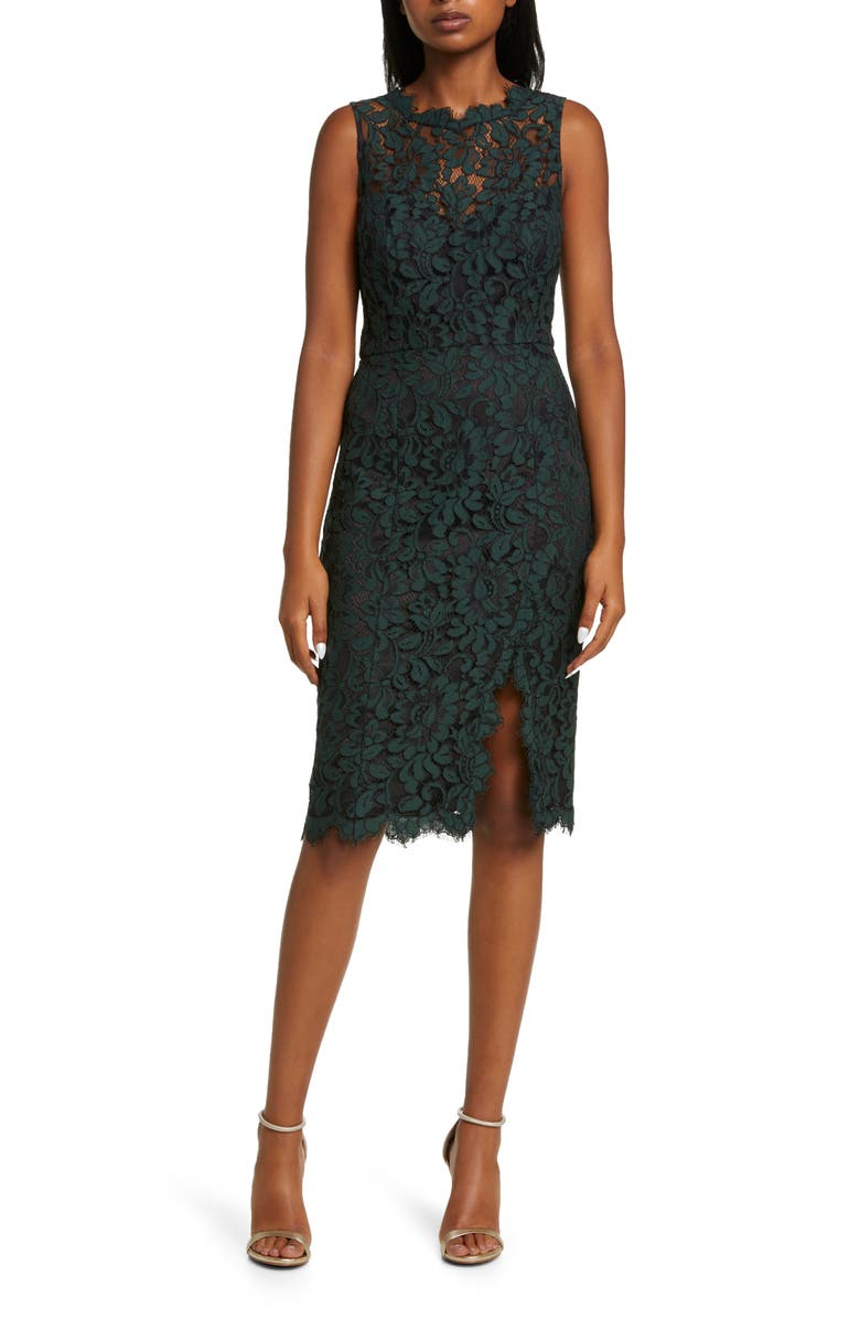 Eliza J Sleeveless Lace Sheath Dress, Main, color,