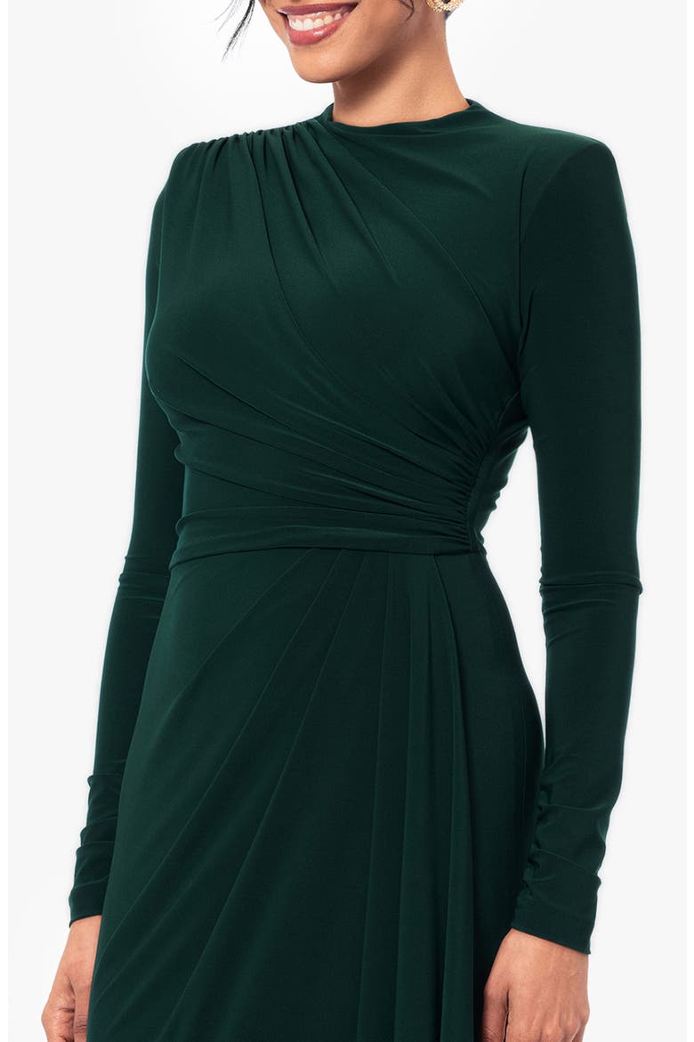 Side Ruffle Long Sleeve Gown, Alternate, color, FOREST