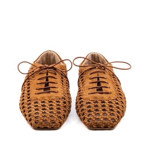 Andrea Gomez Antonia Camel Suede Oxford In Brown