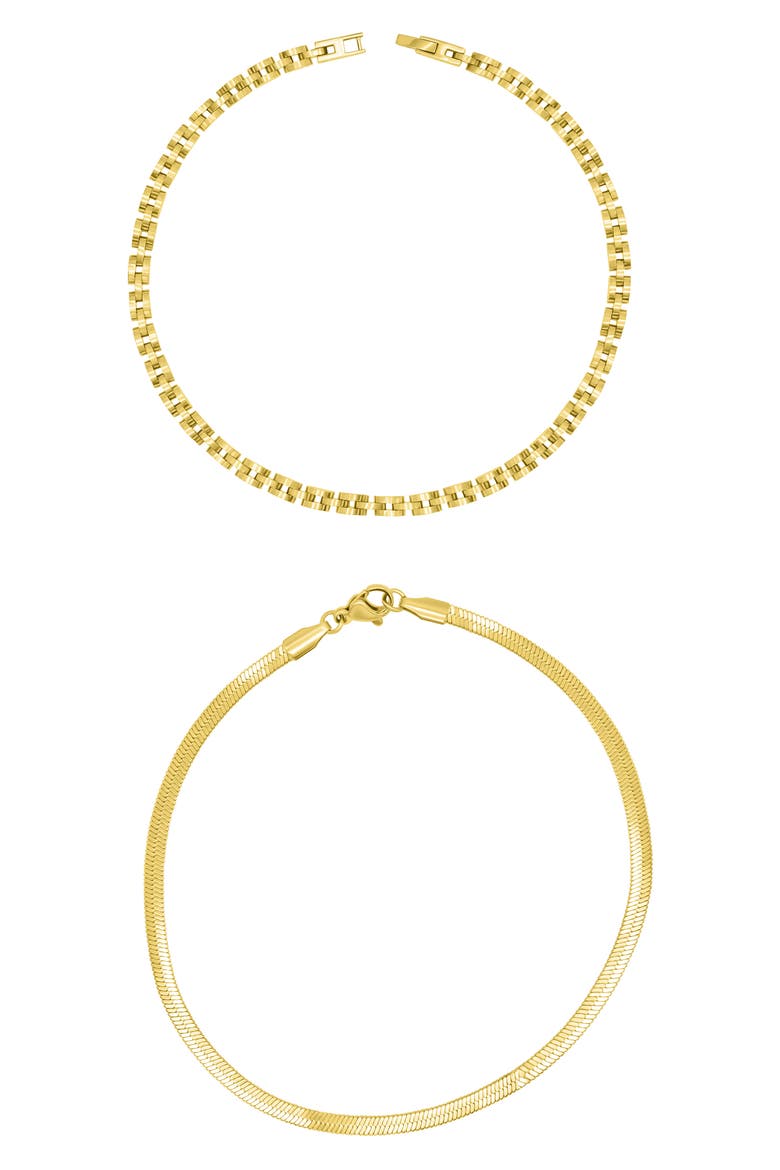 Two-Piece Anklet Set, Alternate, color, GOLD