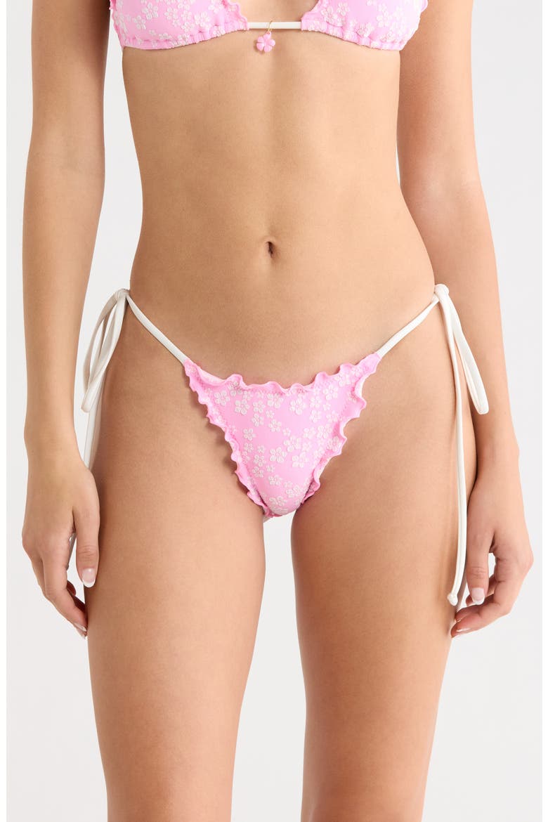 Lettuce Edge Side Tie Bikini Bottoms, Main, color, SUGAR SPRINKLE