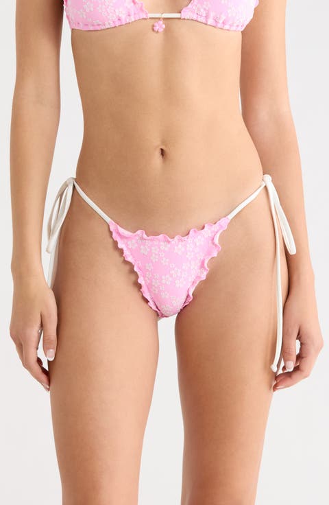 Lettuce Edge Side Tie Bikini Bottoms