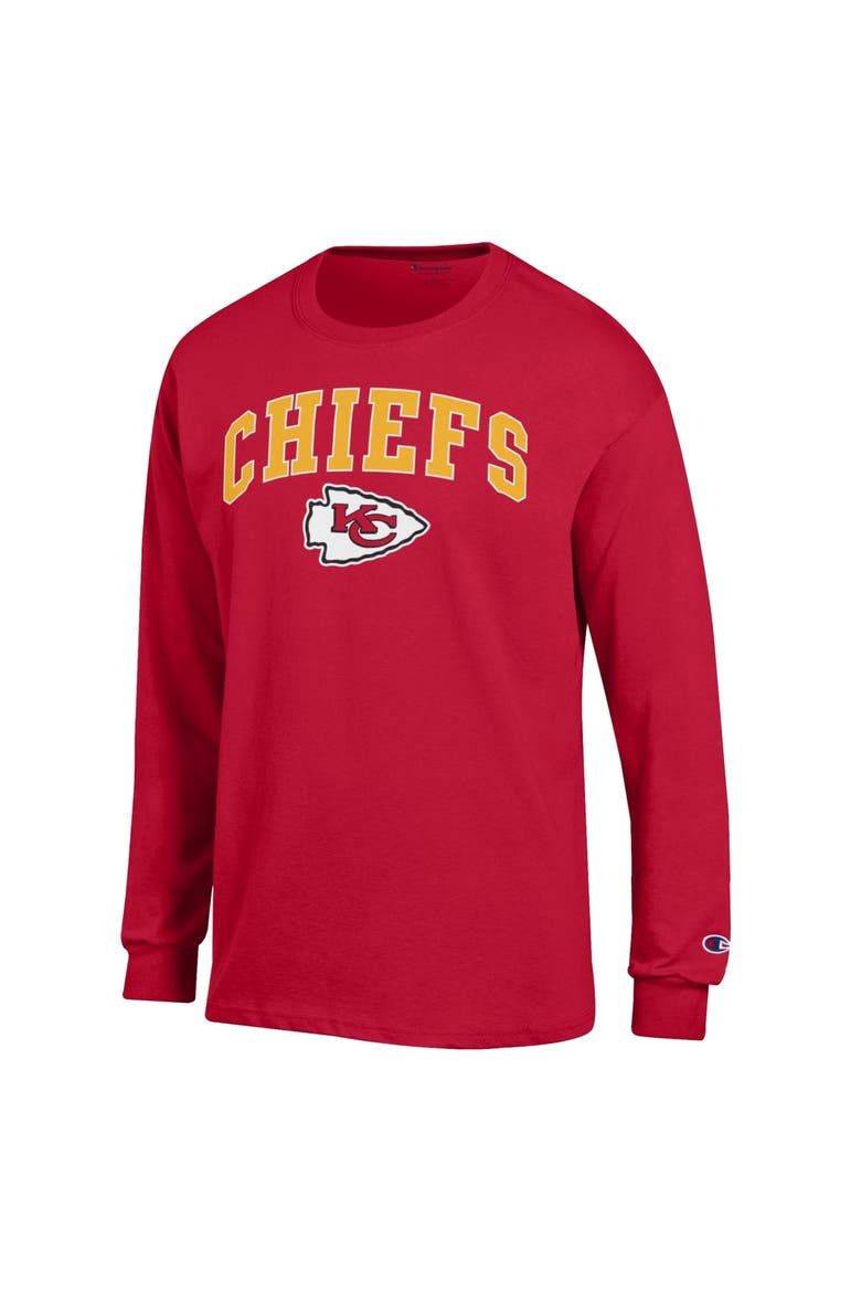 Men's Champion Red Kansas City Chiefs Arch Over Logo Long Sleeve T-Shirt, Alternate, color, Red