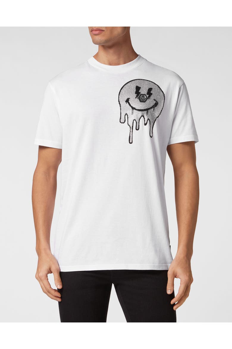 T-Shirt Round Neck Ss Smile Men, Main, color, white