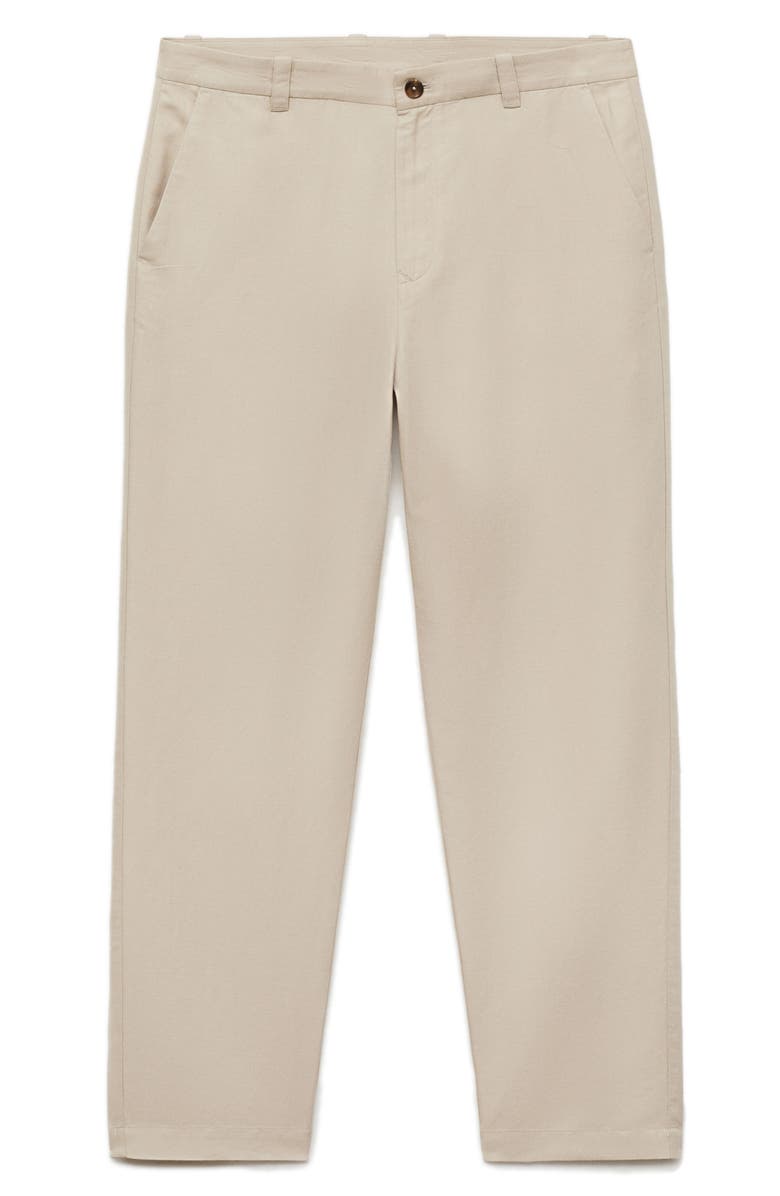 MANGO Regular Fit Linen & Cotton Pants, Alternate, color, Sand