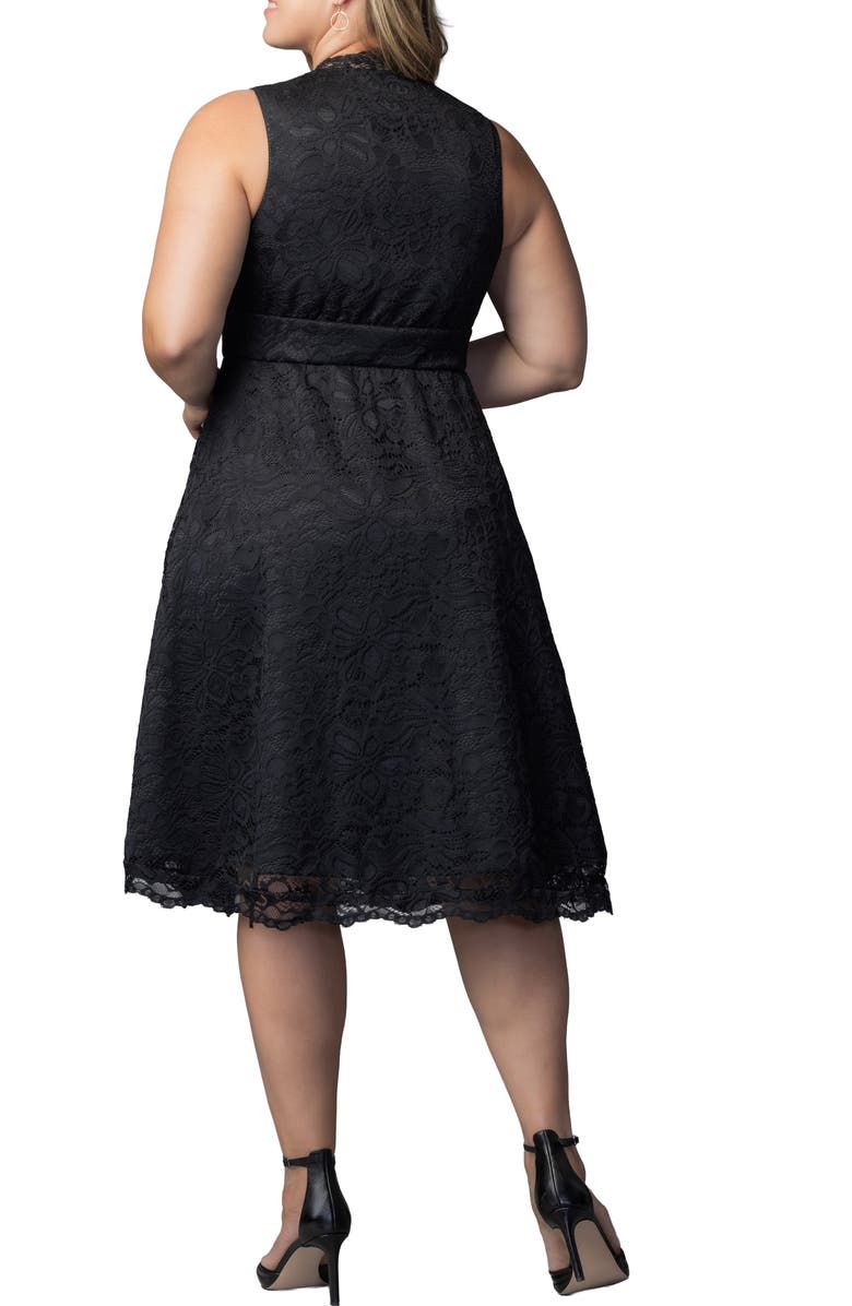 Kiyonna Pinup Boudour Lace Cocktail Dress, Alternate, color, Onyx