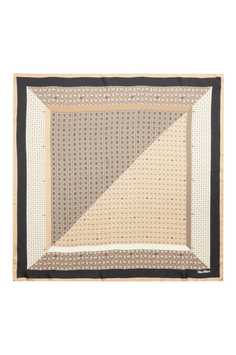 Paisley Monogram Silk Square Scarf, Alternate, color, BEIGE