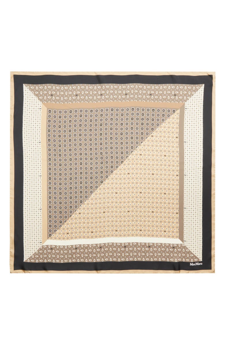 Max Mara Paisley Monogram Silk Square Scarf, Alternate, color, Beige