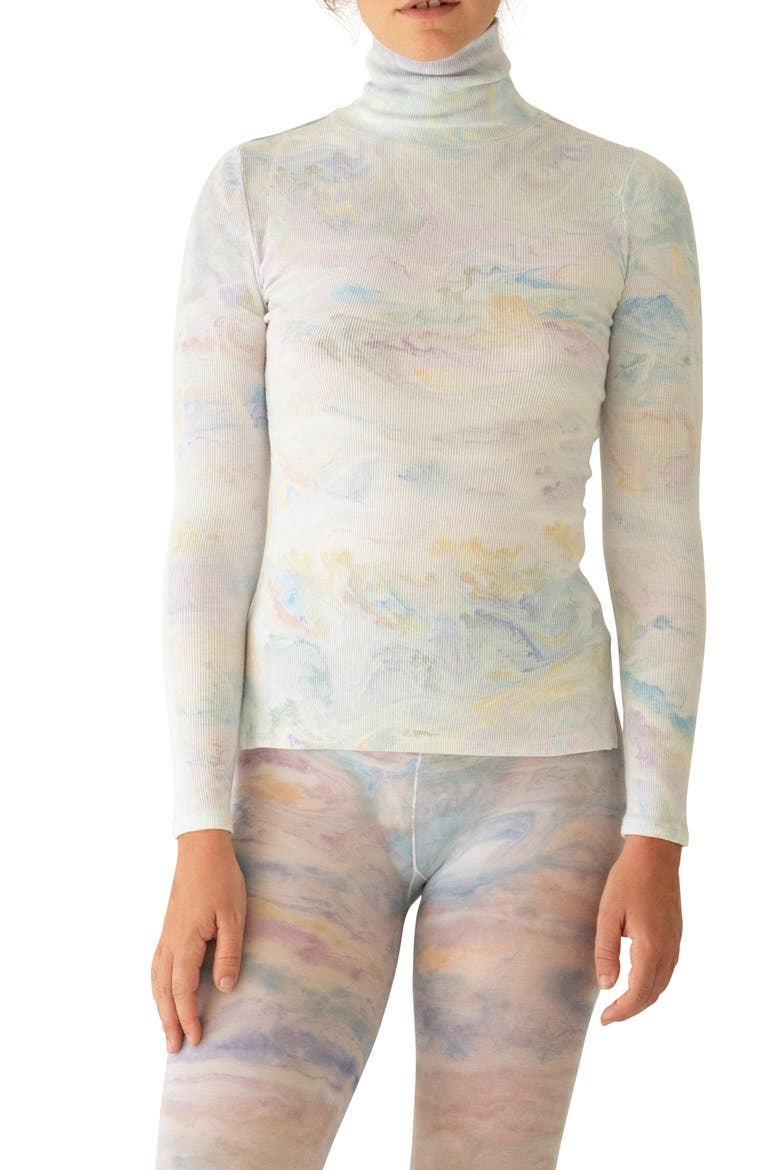 Marbled Dye Jersey Turtleneck Sweater, Main, color, MARBLE