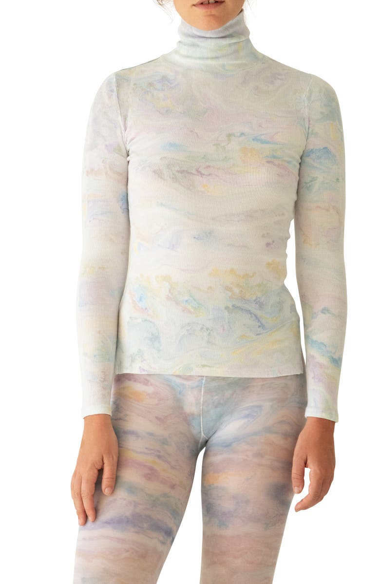 KkCo Marbled Dye Jersey Turtleneck Sweater, Main, color, 
