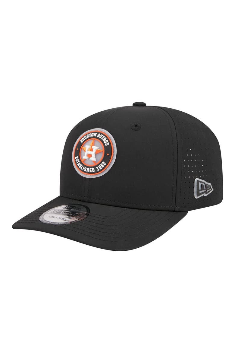 Men's New Era  Black Houston Astros Circle 9SEVENTY Adjustable Hat, Main, color, Black
