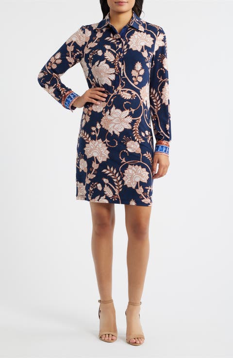 Floral Long Sleeve Jersey Dress