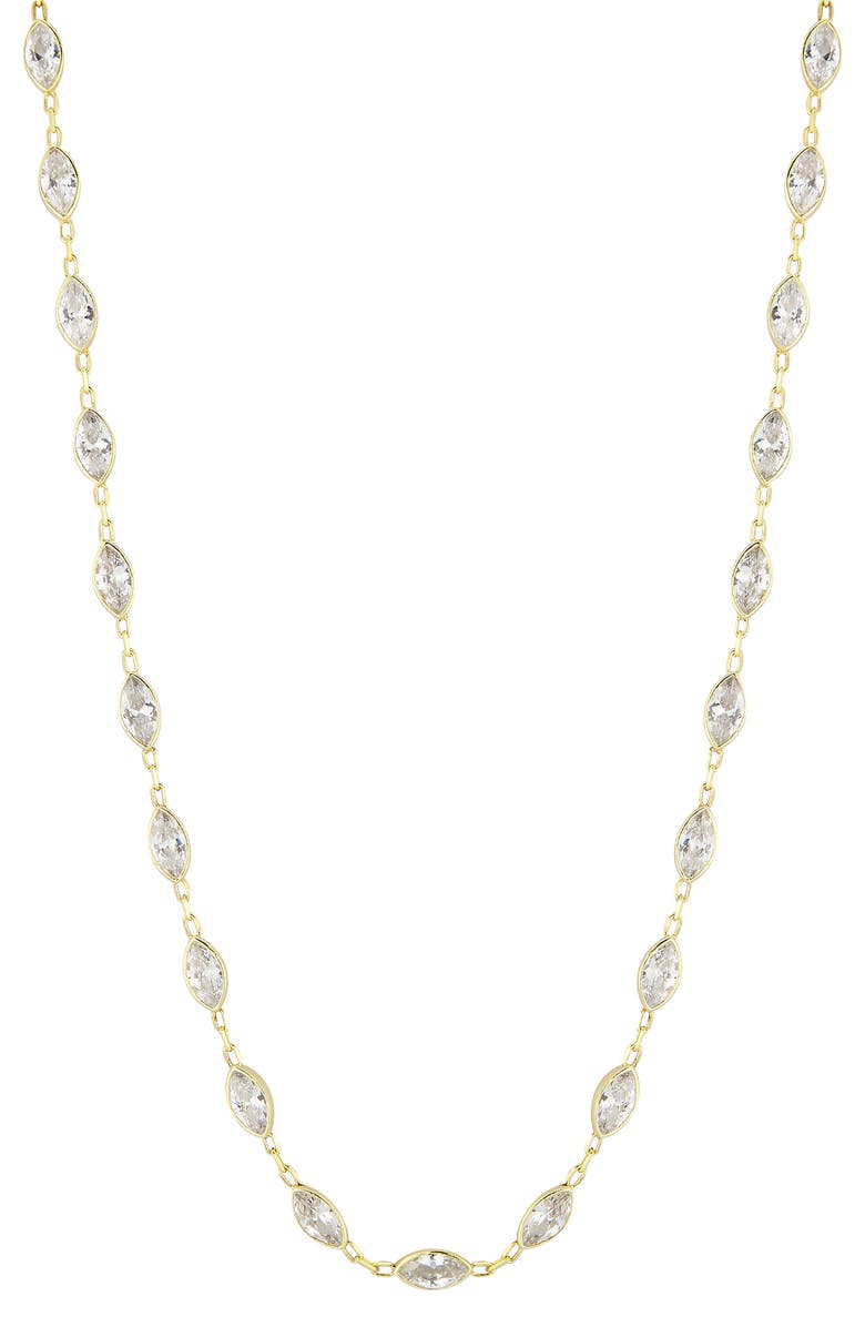 SPHERA MILANO Gold Vermeil Marquise CZ Necklace, Main, color, Gold