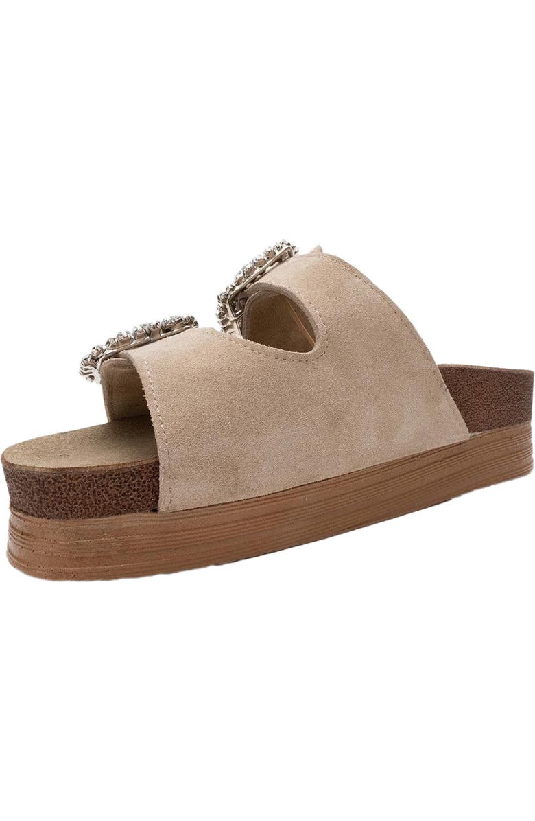 Forever & Always Shoes Polacca Leather Slide Sandal, Alternate, color, Beige Suede Leather