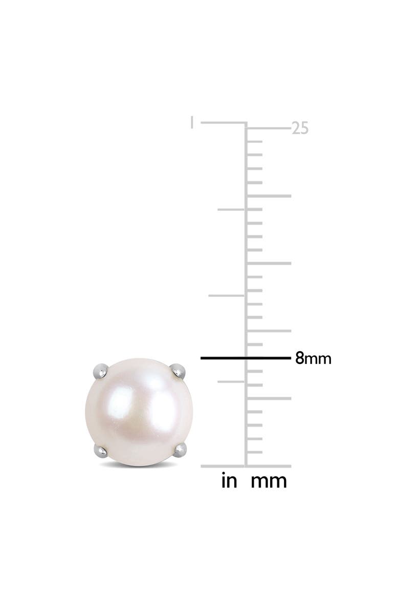 7.5-8mm Cultured Freshwater Pearl Stud Earrings, Alternate, color, METALLIC SILVER