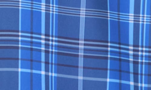 Denim And Flower Plaid Tech Button-up Shirt In Blue