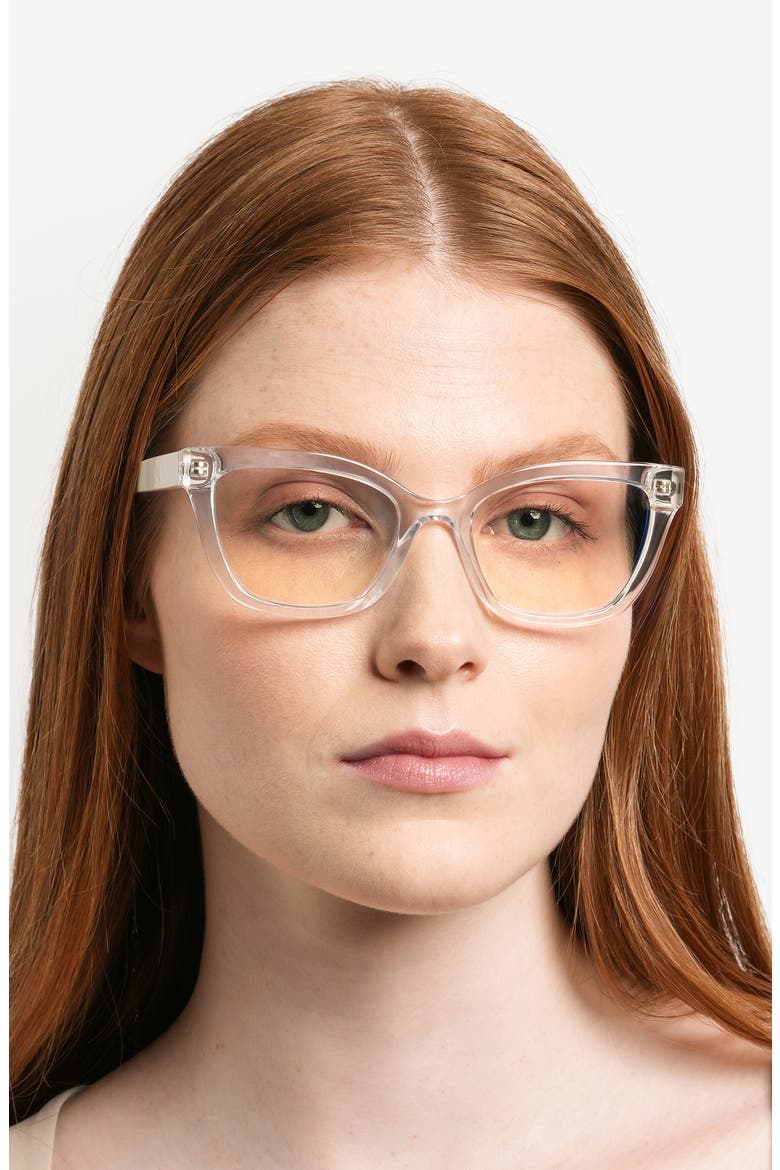joanie 52mm blue light blocking cat eye reading glasses, Alternate, color, CRYSTAL