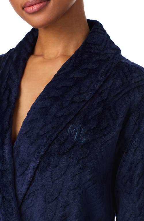 Ralph Lauren Lauren Fleece Monogram Robe In Blue