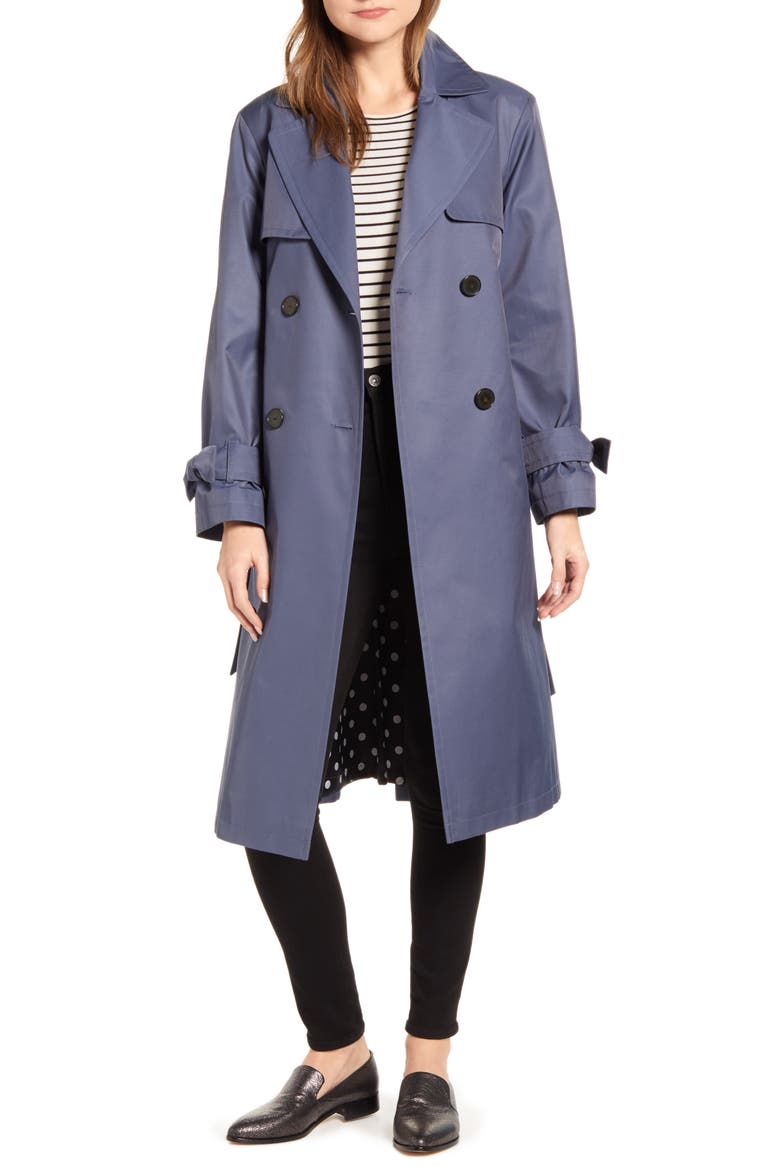 Double Breasted Trench Coat, Alternate, color, BLUE
