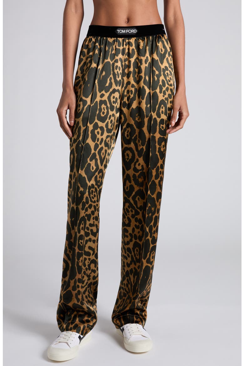 Stretch Silk Pajama Pants, Main, color, CAMEL