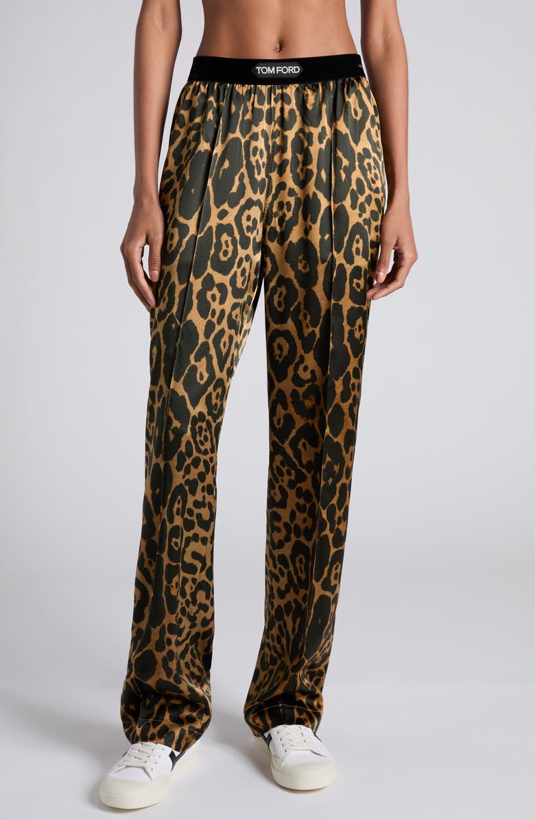TOM FORD Stretch Silk Pajama Pants, Main, color, Camel