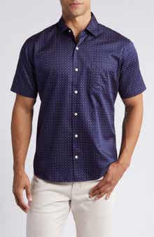 Peter Millar Palmico Neat Short Sleeve Cotton Button-Up Shirt
