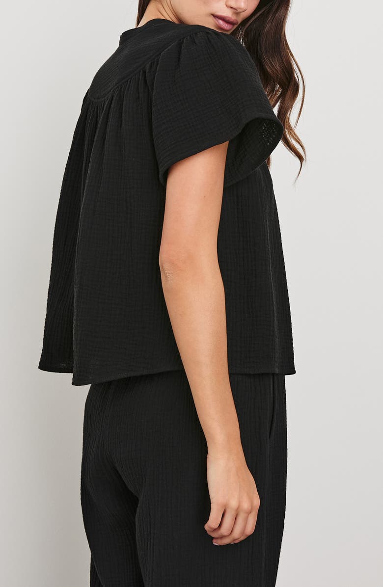 Rails Sayer Organic Cotton Gauze Split Neck Top, Alternate, color, Black