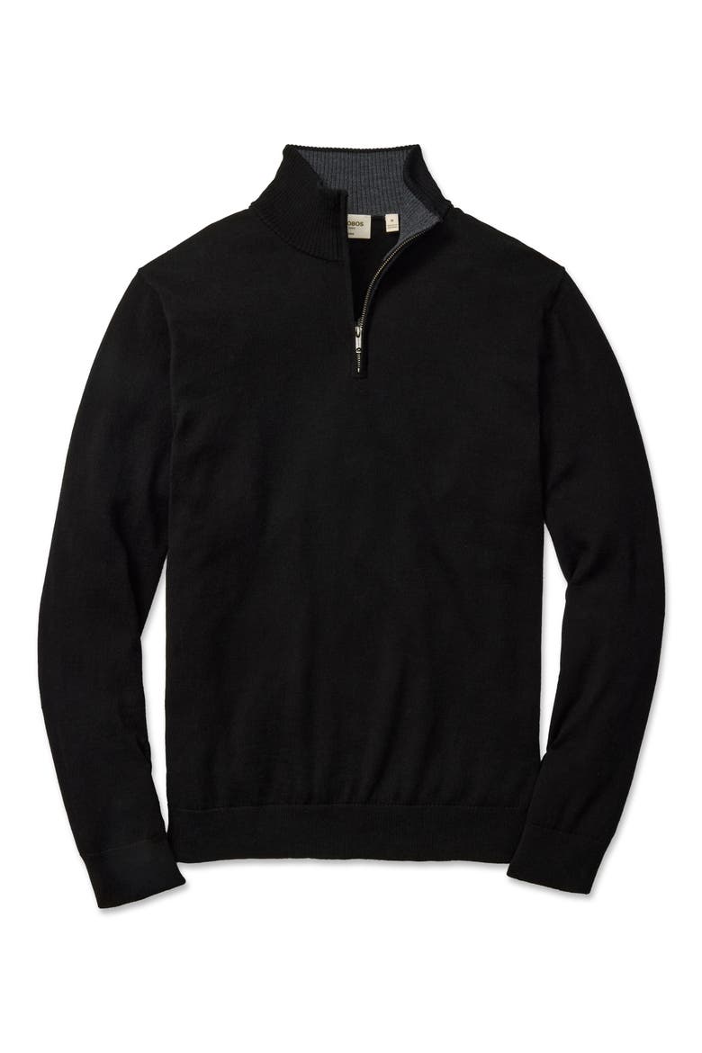 Merino Wool Quarter Zip Sweater, Main, color, BLACK