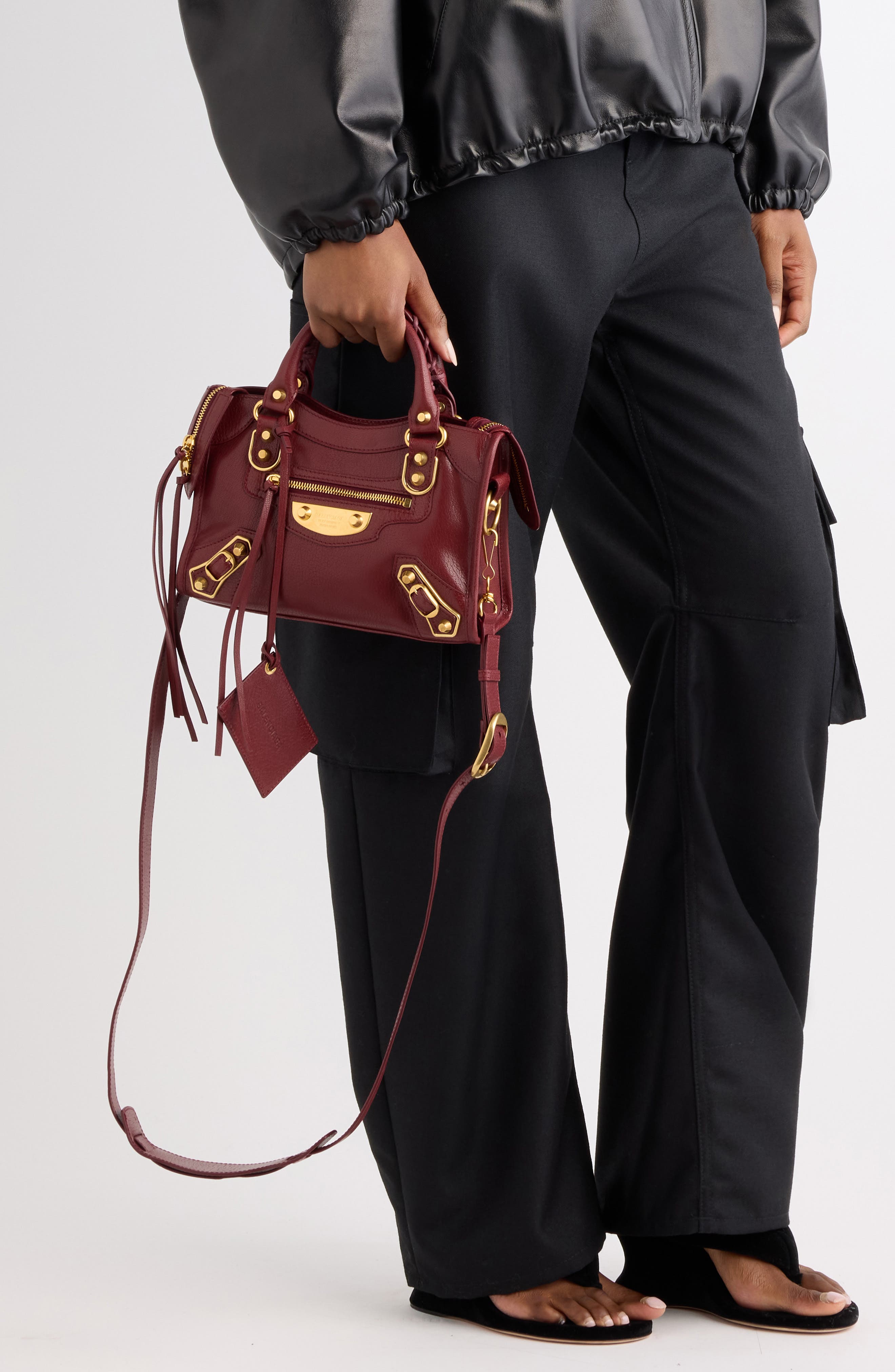 Mini Le City Uptown Leather Top Handle Bag, Alternate, color, 6259 RUBY
