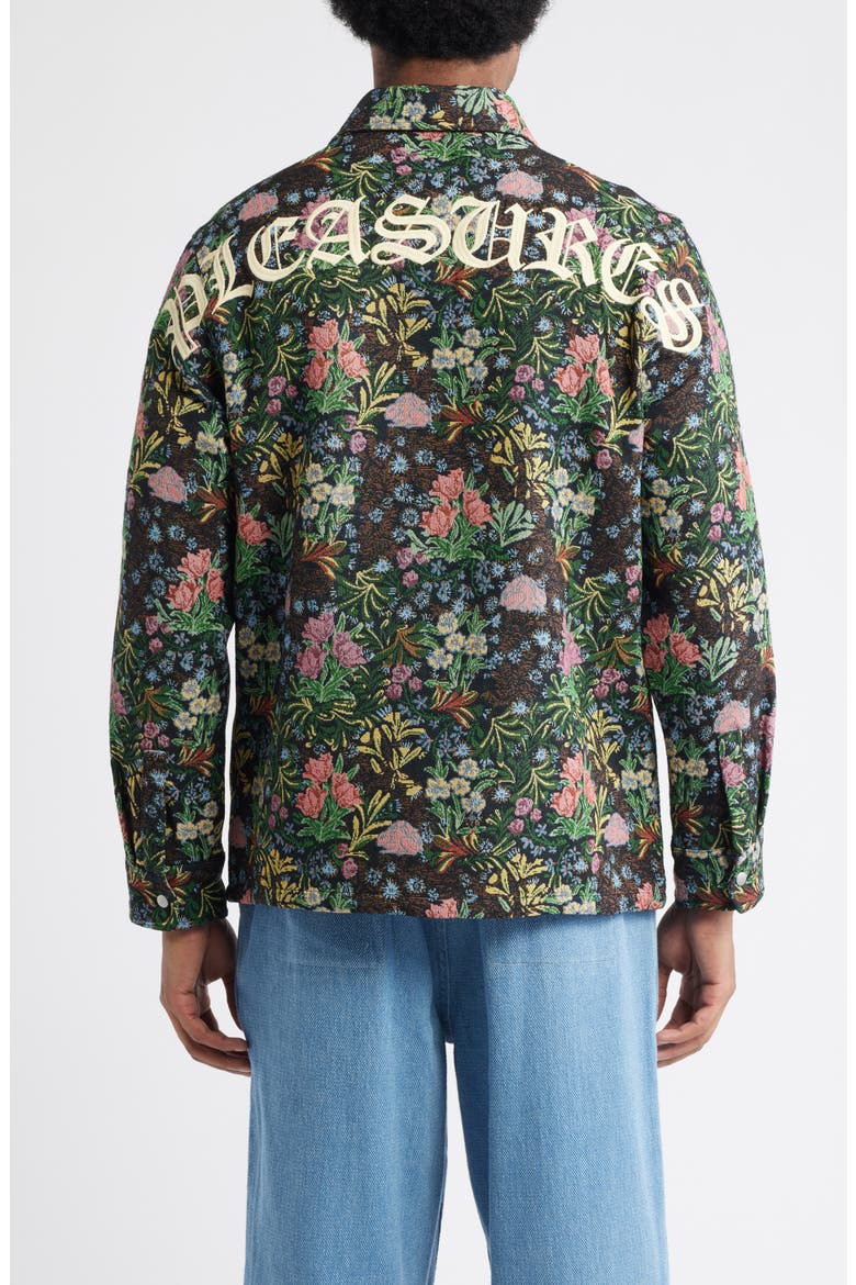 Floral Jacquard Snap-Up Overshirt, Alternate, color, BLACK