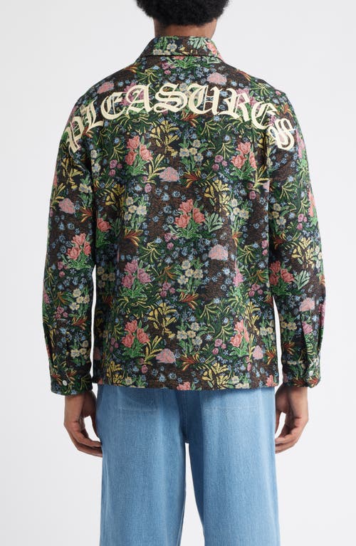 Pleasures Floral Jacquard Snap-up Overshirt In Black