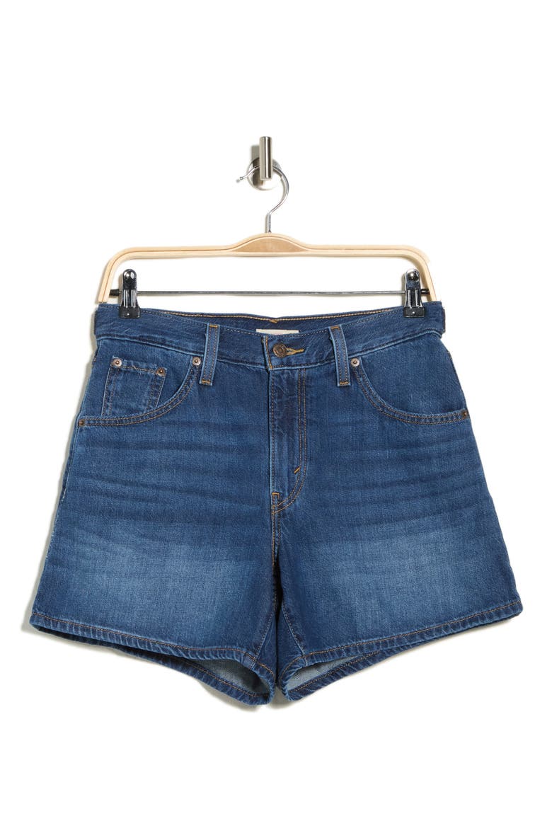 Cinch Mid Thigh Denim Shorts, Alternate, color, KISS GOODBYE SHORT