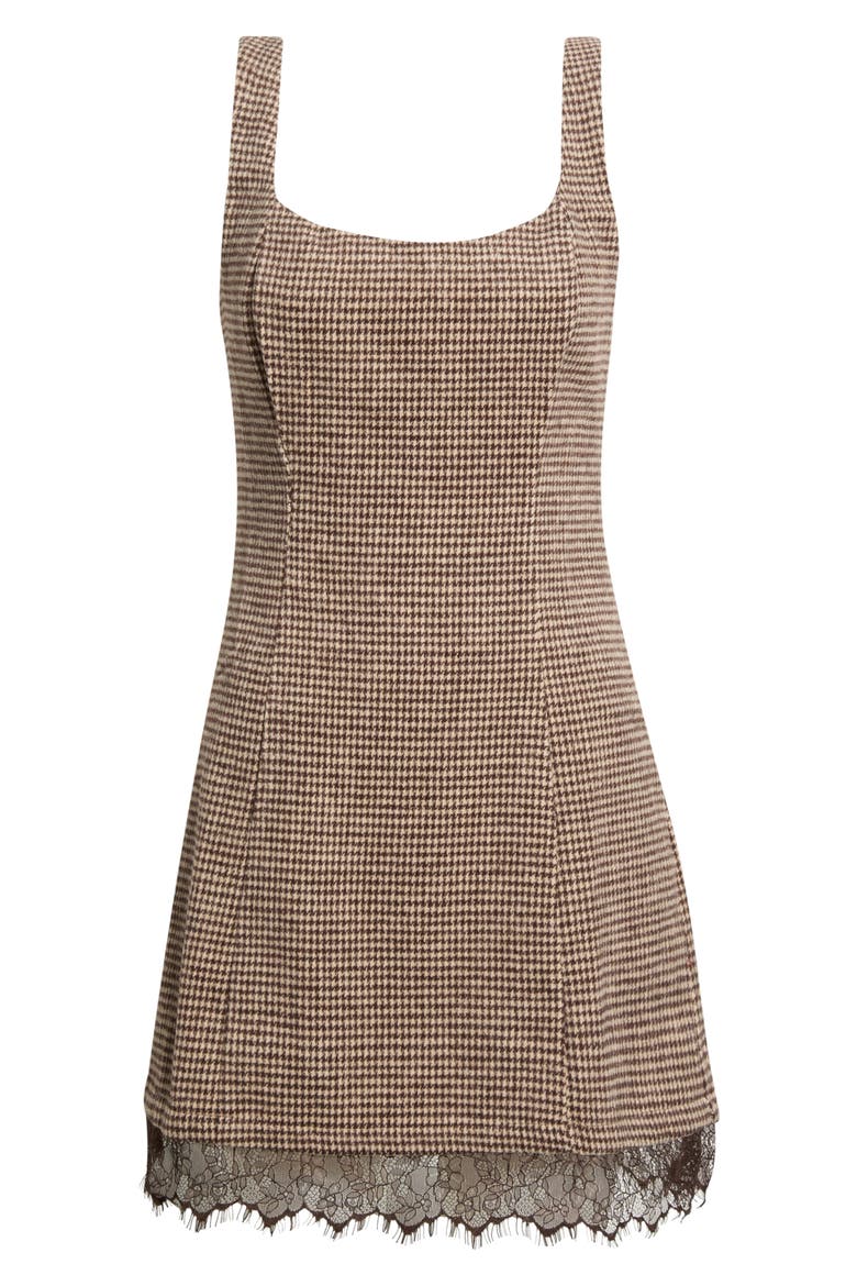 Square Neck A-Line Minidress, Alternate, color, BROWN PLAID