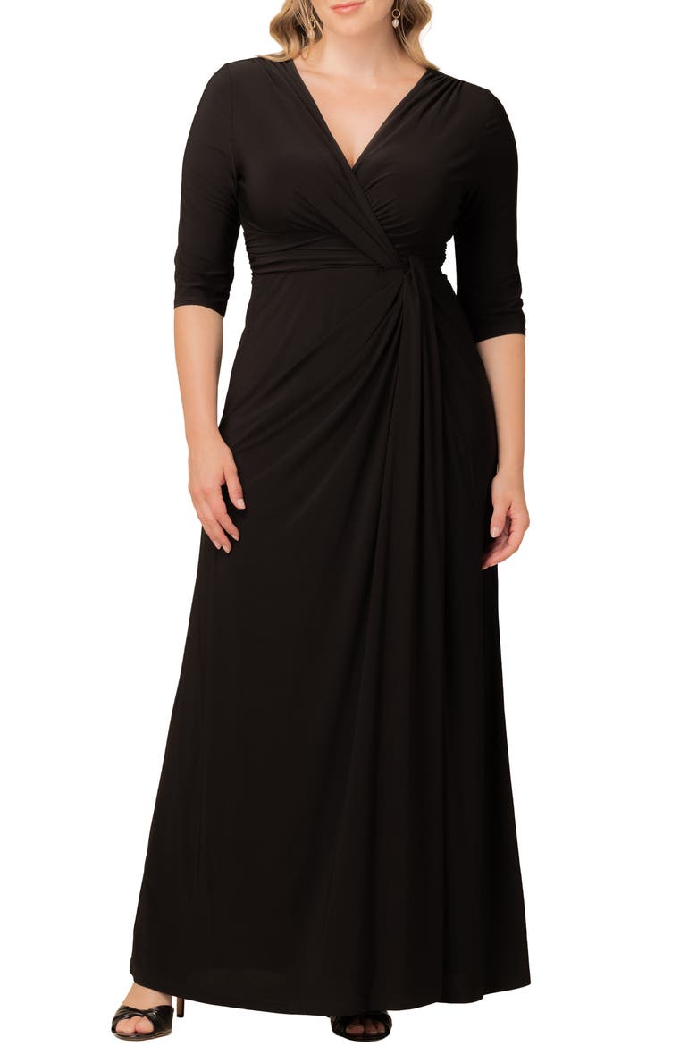Evening Romance Stretch Jersey Gown, Main, color, BLACK NOIR