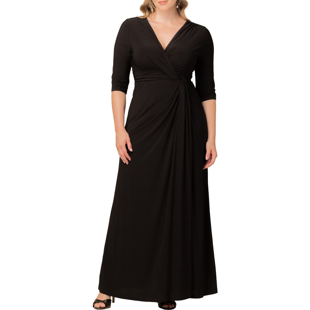 Kiyonna Evening Romance Stretch Jersey Gown In Black