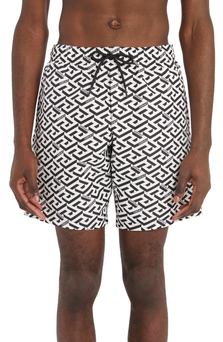 Versace Grecca Print Swim Trunks, Main, color, 