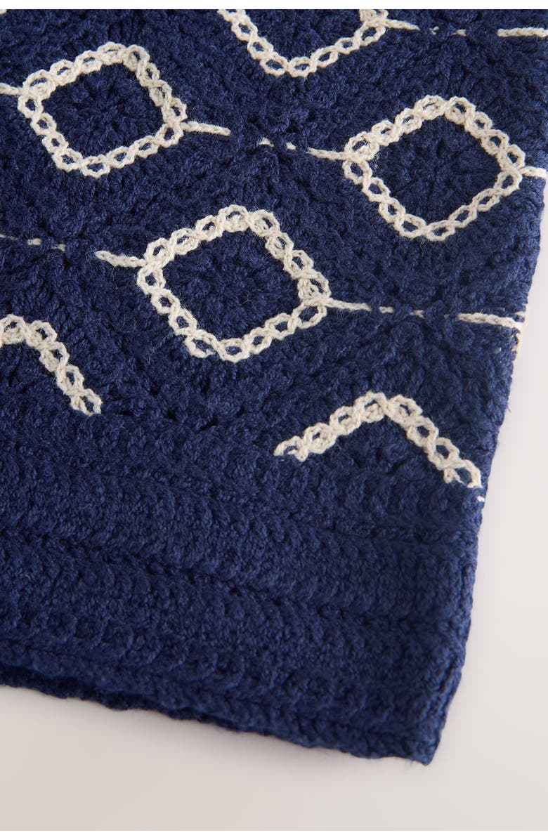 NEXT Kids' Diamon Camp Collar Short Sleeve Crochet Cardigan, Alternate, color, Blue