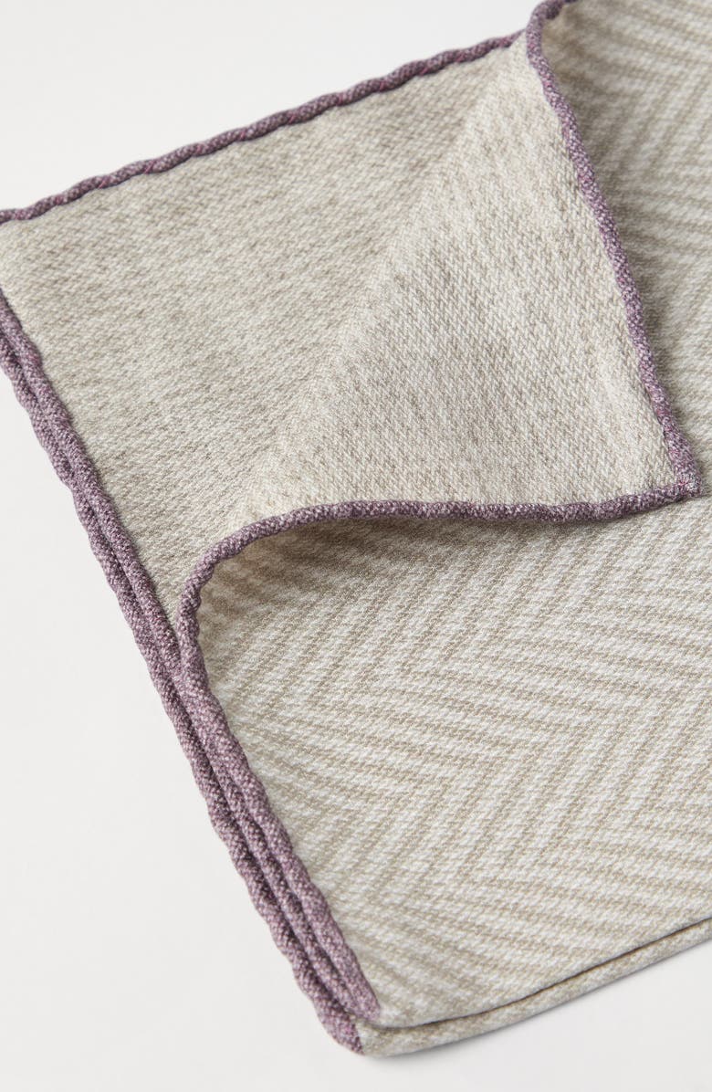 Brunello Cucinelli Chevron pocket square, Alternate, color, Salt
