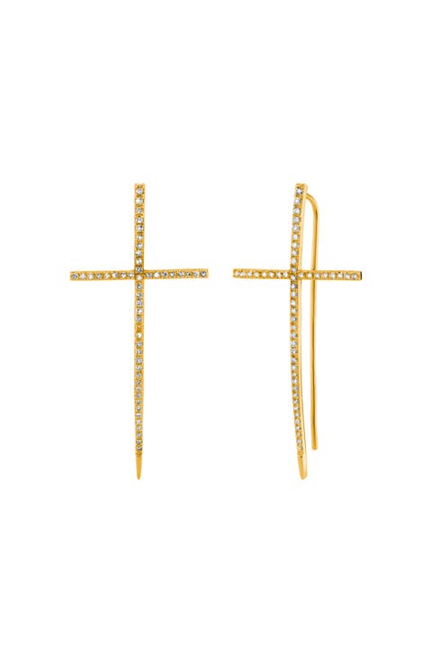 Diamond Cross Spike Earring