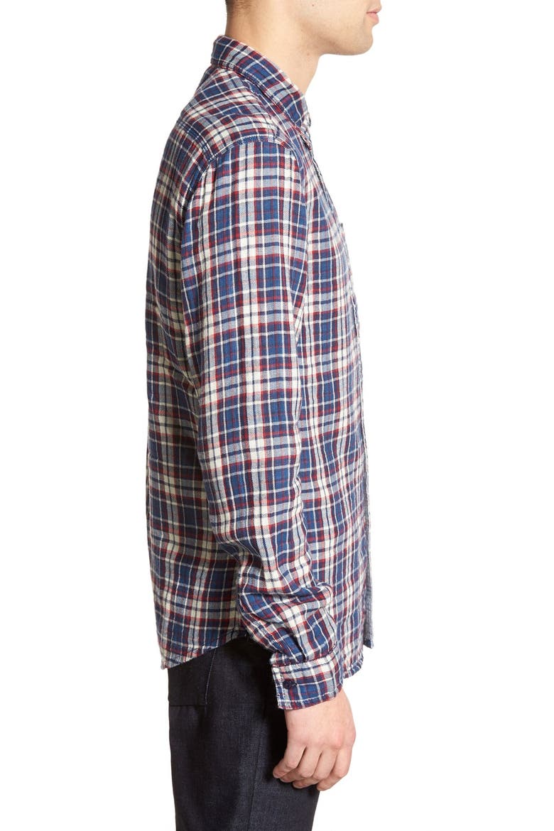 'Abel' Slim Fit Long Sleeve Plaid Sport Shirt, Alternate, color, ECRU CREAM