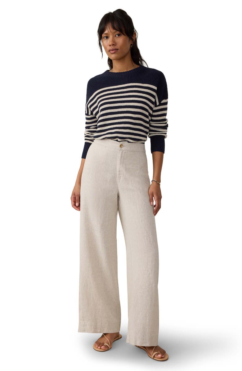 Faherty Sun Strider Wide Leg Linen Pants, Alternate, color, Flax