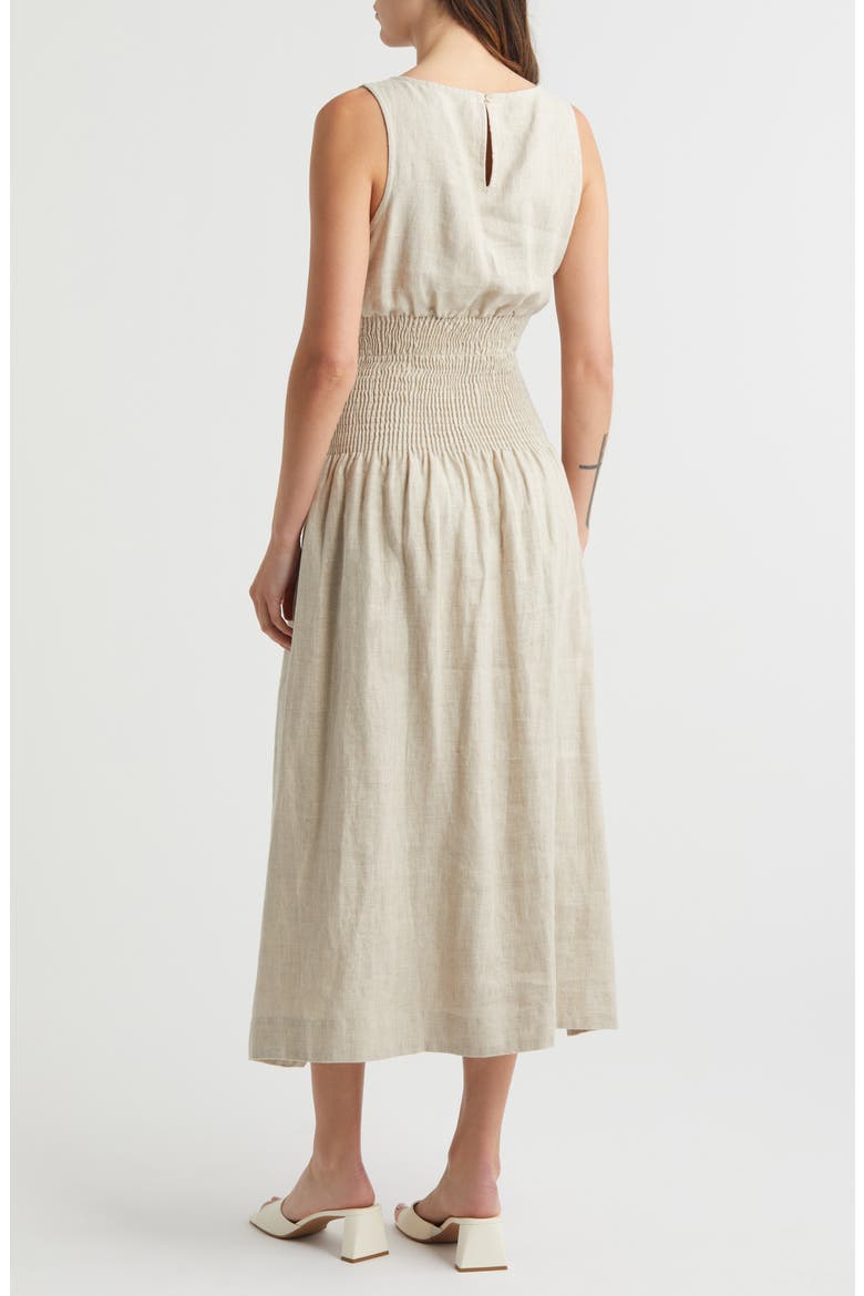 La Canella Linen Midi Dress, Alternate, color, NATURAL