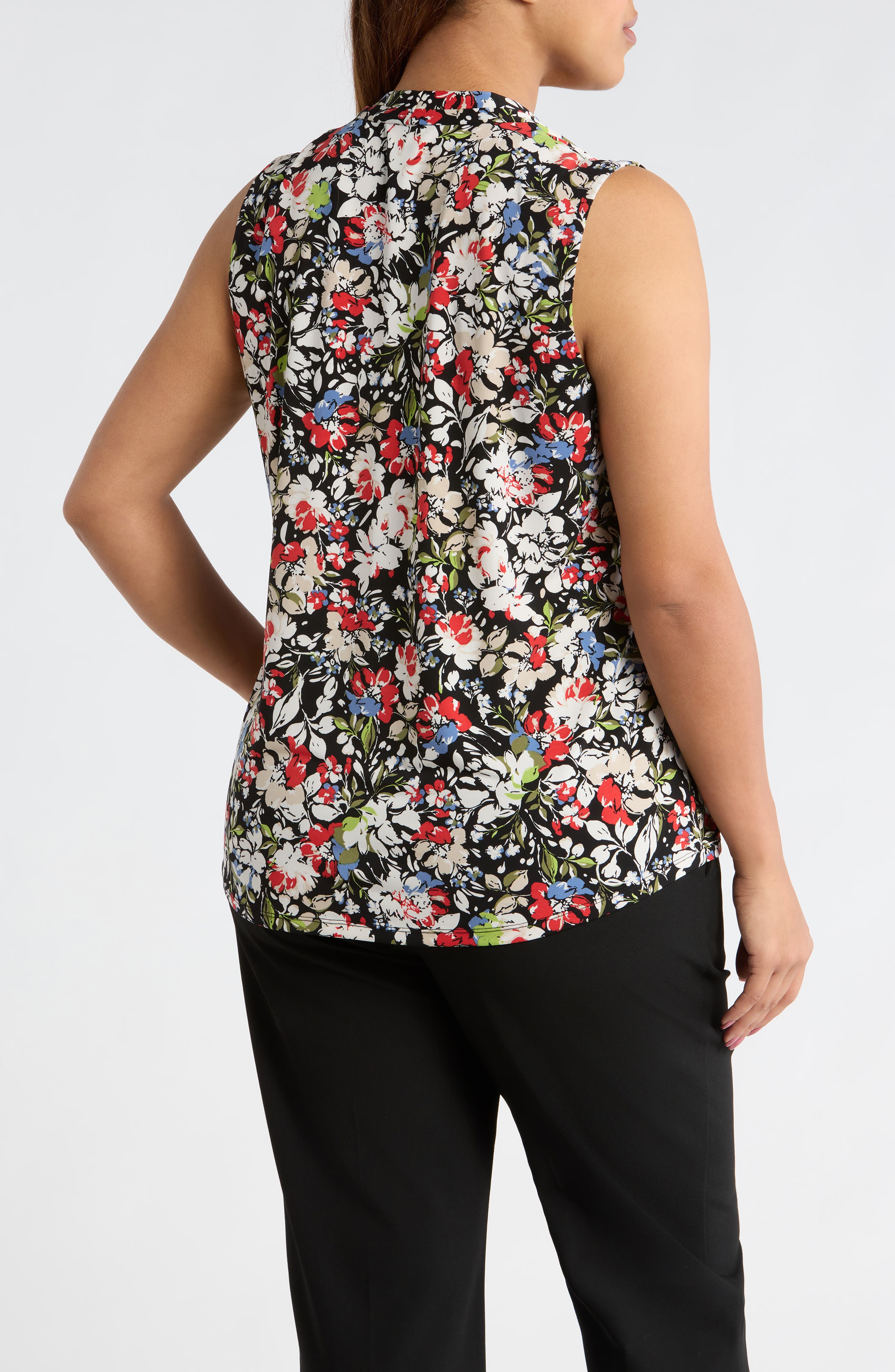 Abstract Print V-Neck Button-Up Knit Top - image 2