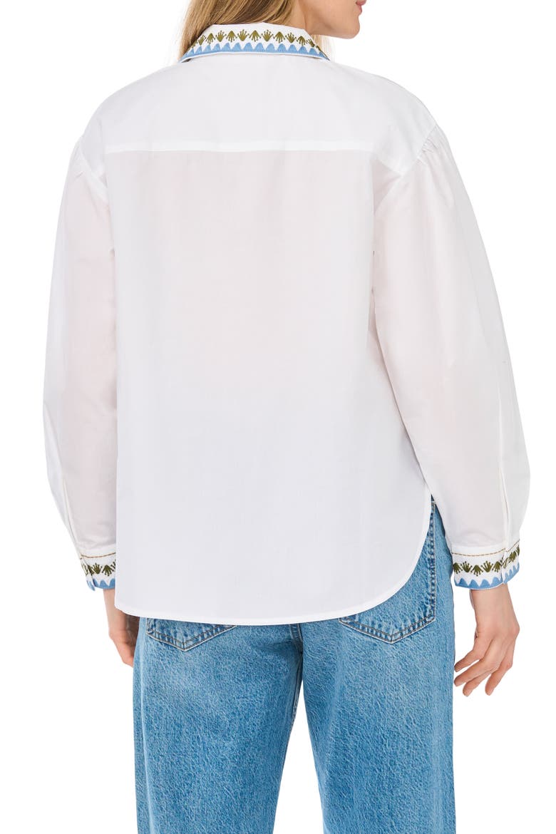 Embroidered Long Sleeve Button-Up Shirt, Alternate, color, BRIGHT WHITE