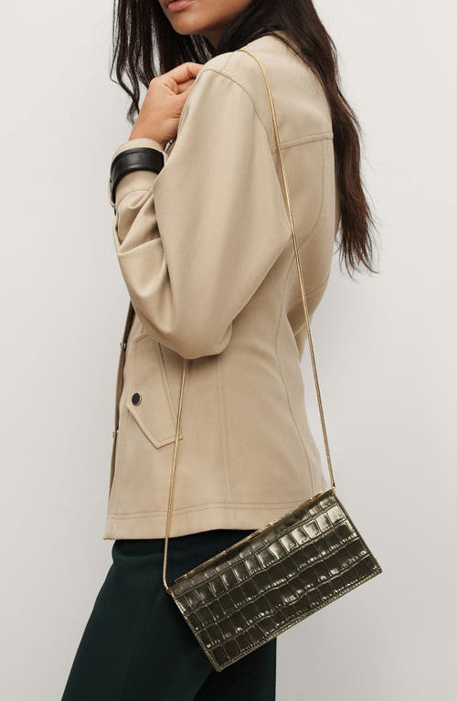 Veronica Beard Barre Croc Embossed Leather Clutch In Green